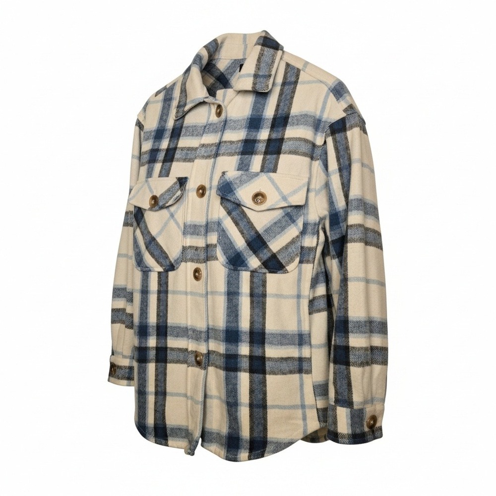 STREETWEAR‎ SOCIETY Plaid Grunge Shacket Oversized Flannel Shirt Jacket Size S
